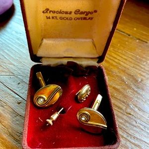 Vintage lapel pin and cuff links